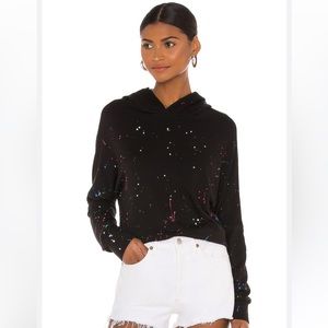 Michael Lauren- Crawford Pullover Hoodie, black and pink splatter